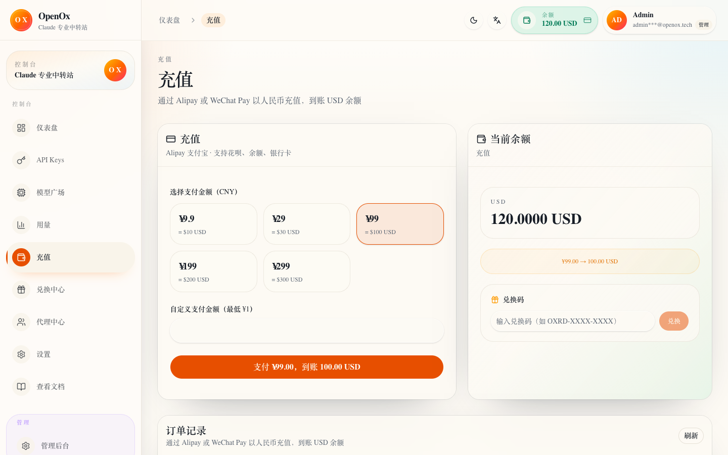 OpenOx topup amount selection