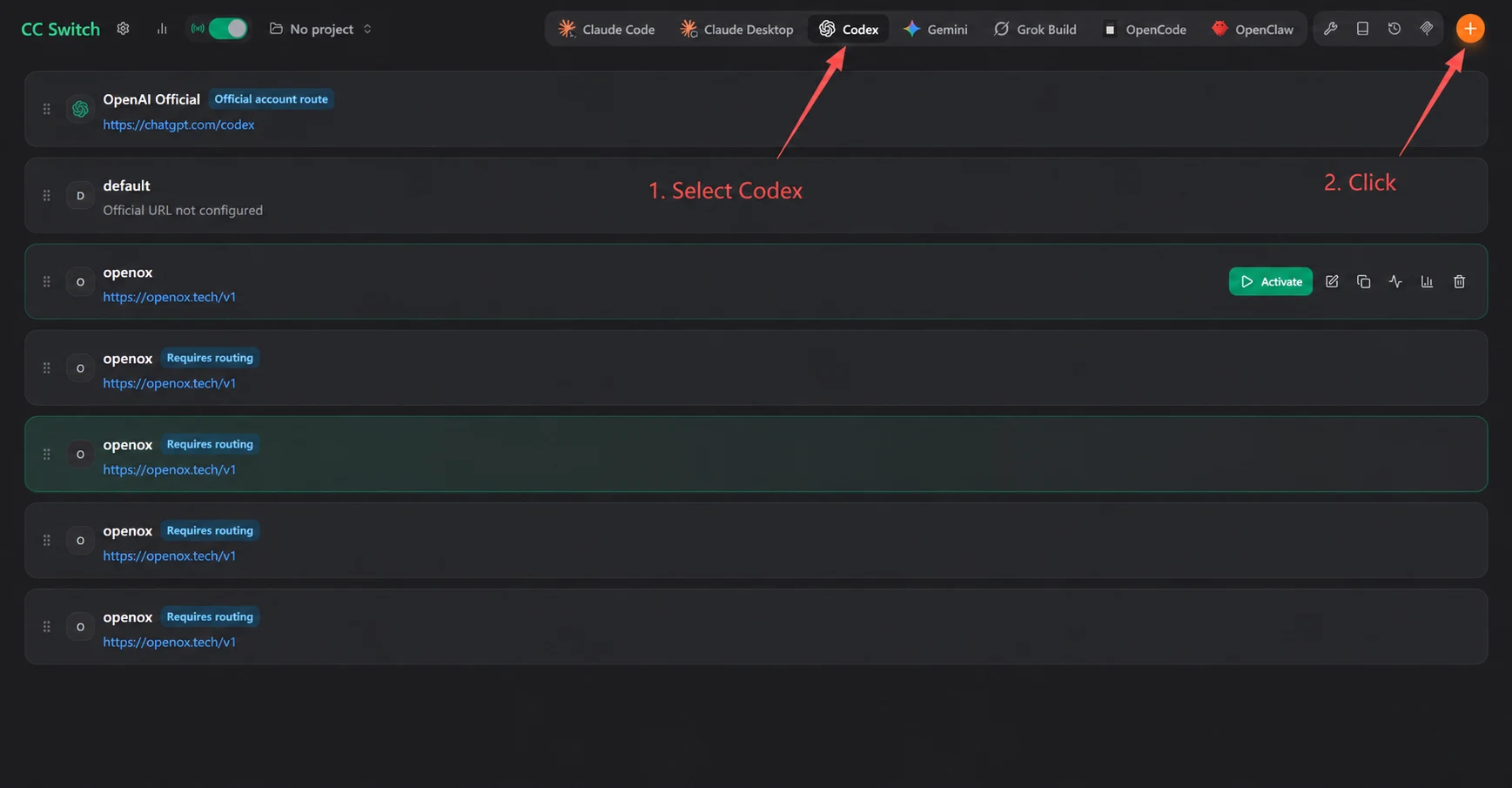 DeepSeek in Codex setup screenshot