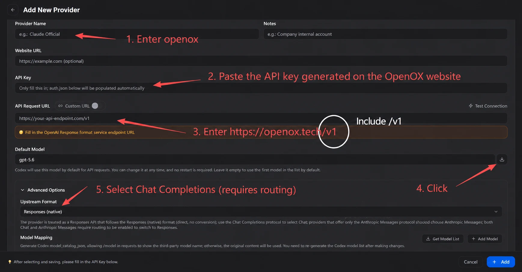 Grok in Codex setup screenshot