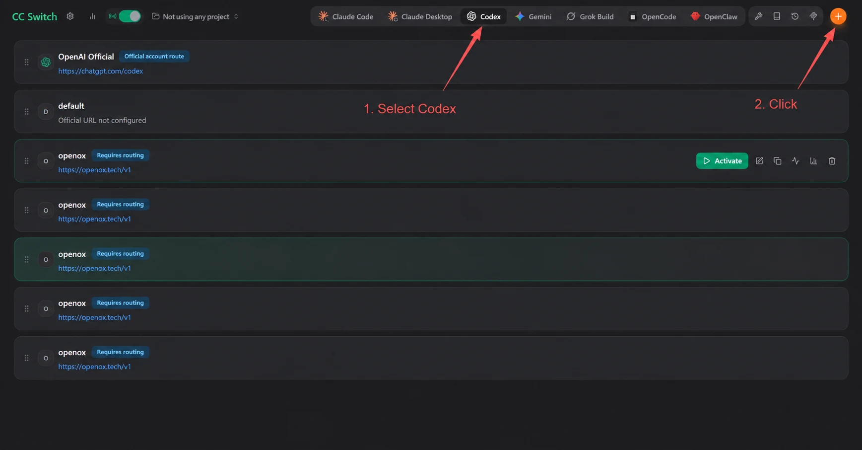 Grok in Codex setup screenshot