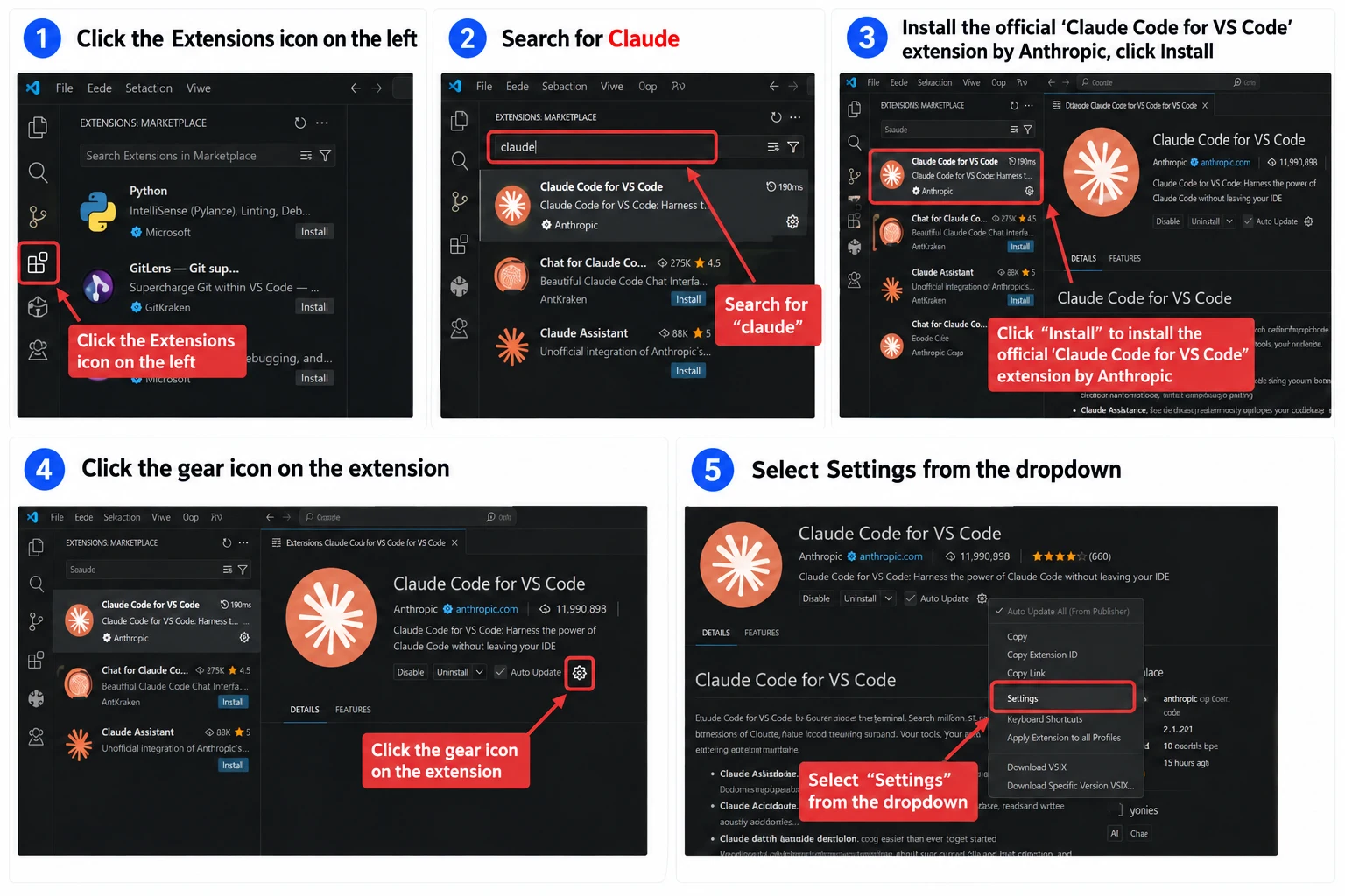 Claude in VS Code setup screenshot